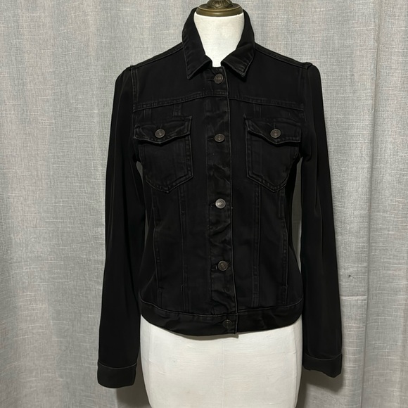 Abercrombie & Fitch-Classic Denim Jacket-Sz S-Black-Cotton Blend-EUC - Picture 2 of 16
